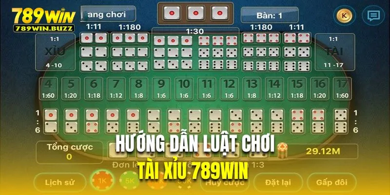 Hướng dẫn khách hàng luật chơi tài xỉu 789Win chi tiết